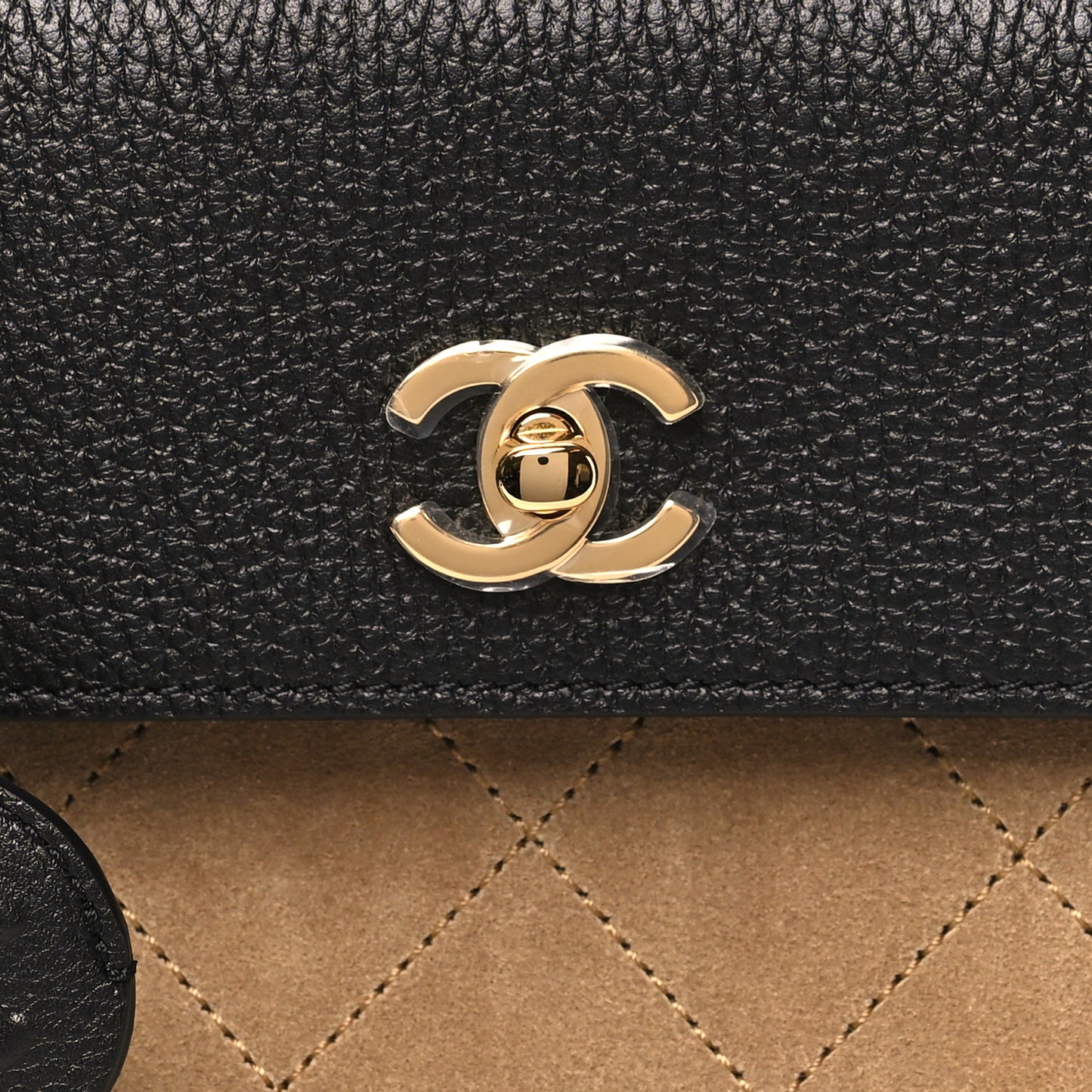 Grained Calfskin Suede Urban Essentials Large Shopping Bag Dark Beige Black Dark Beige Black