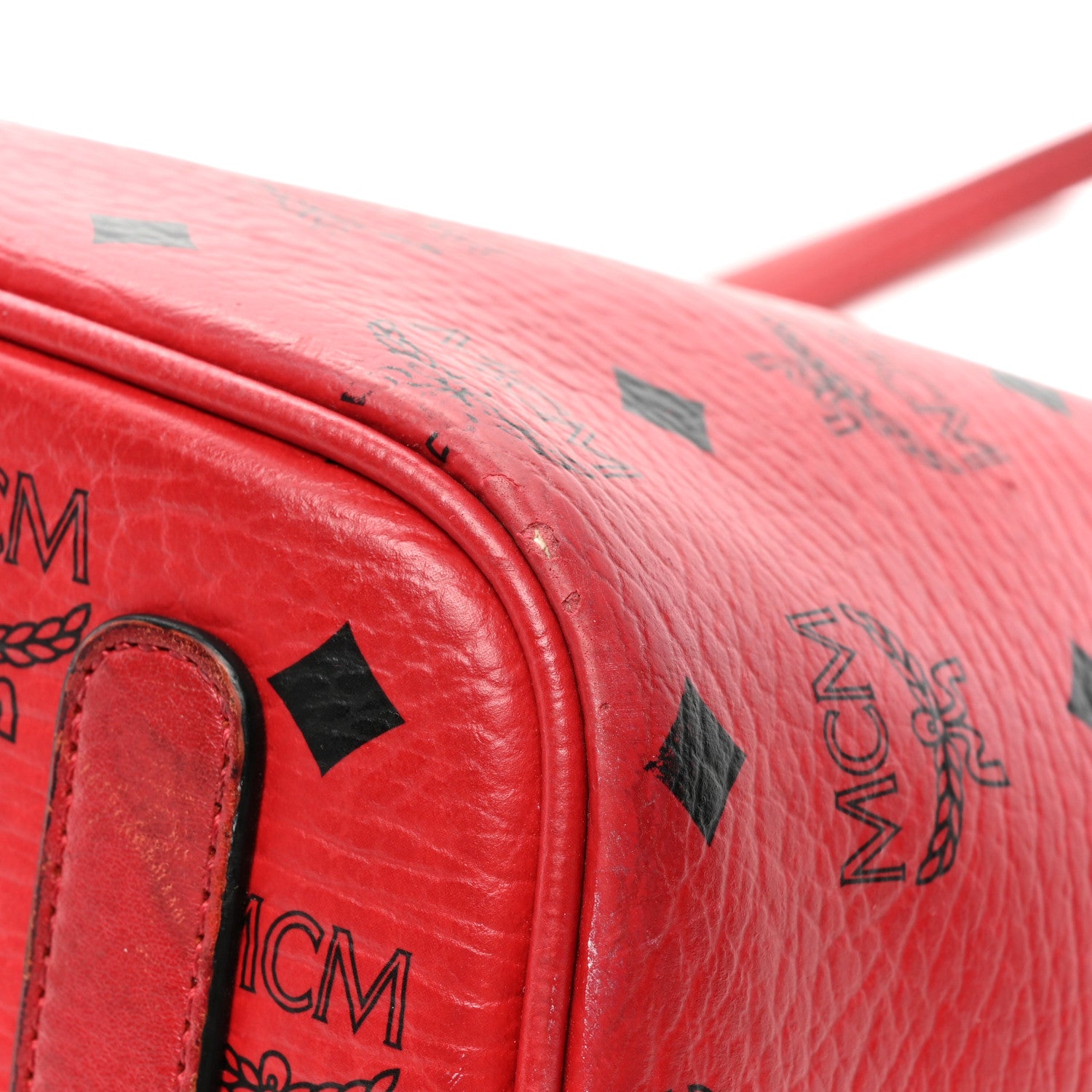 MCM Visetos Medium Liz Reversible Shopper Tote Ruby Red 12 of 29