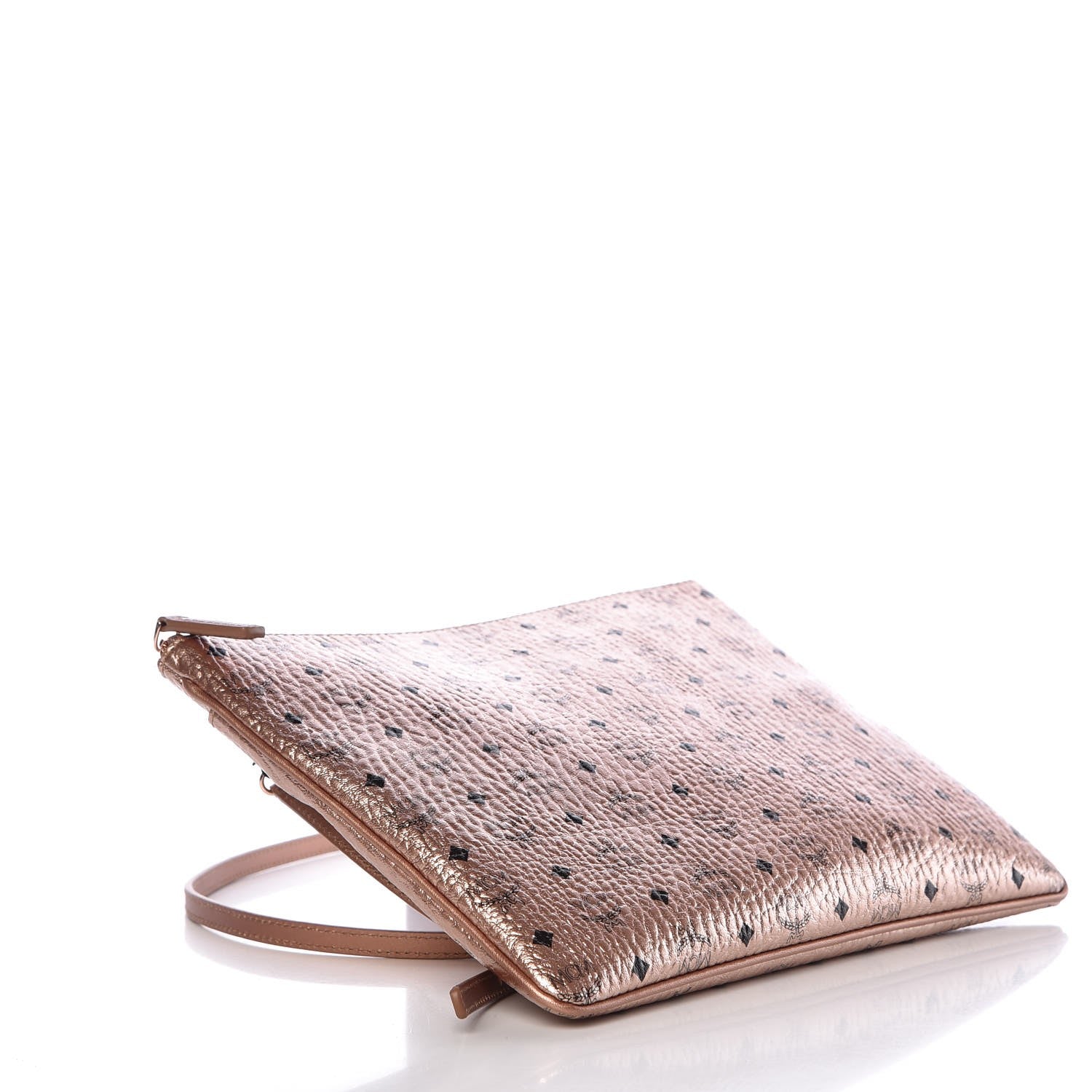 MCM Metallic Visetos Medium Crossbody Pouch Champagne 4 of 7