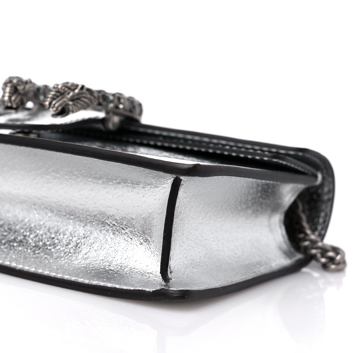 Gucci Metallic Calfskin Super Mini Dionysus Shoulder Bag Silver 9 of 10