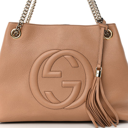 Gucci Pebbled Calfskin Medium Soho Chain Shoulder Bag Camelia 8 of 14