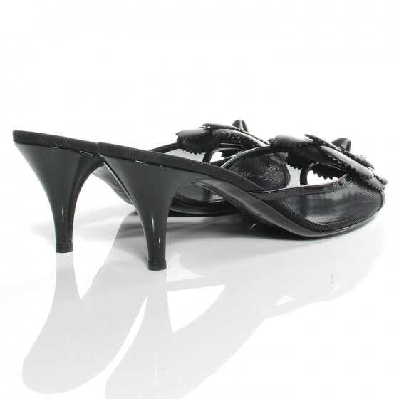 Chanel Lambskin Mesh Camellia Mules 41 Black 4 of 7