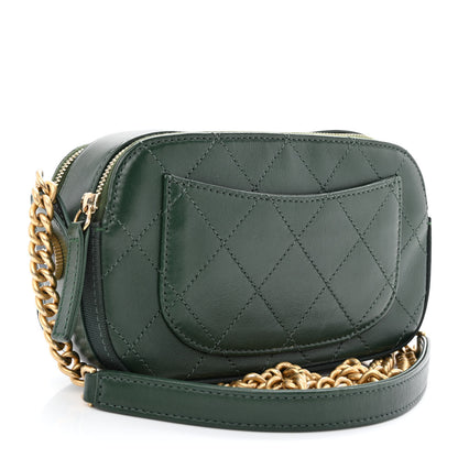 Chanel Calfskin Grosgrain Stitched Button Up Camera Case Green 3 of 12
