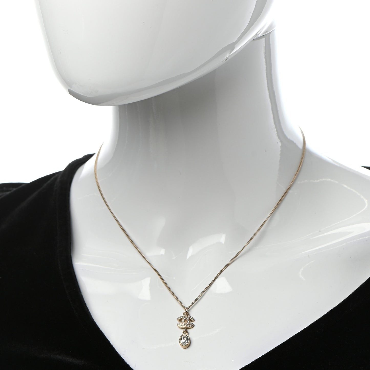 Crystal CC Pendant Necklace Gold