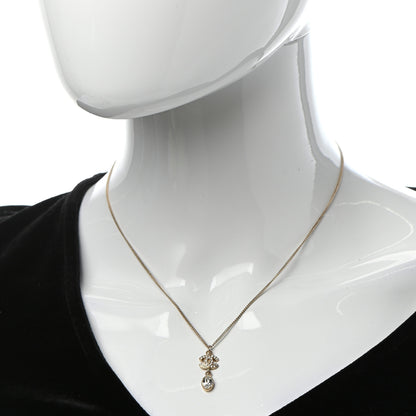 Chanel Crystal CC Pendant Necklace Gold 2 of 5