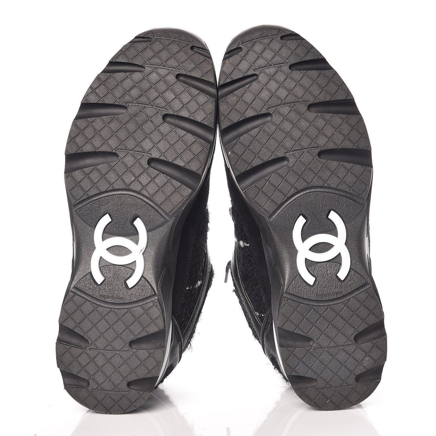 Tweed Suede Goatskin CC Sneakers 38 Black White