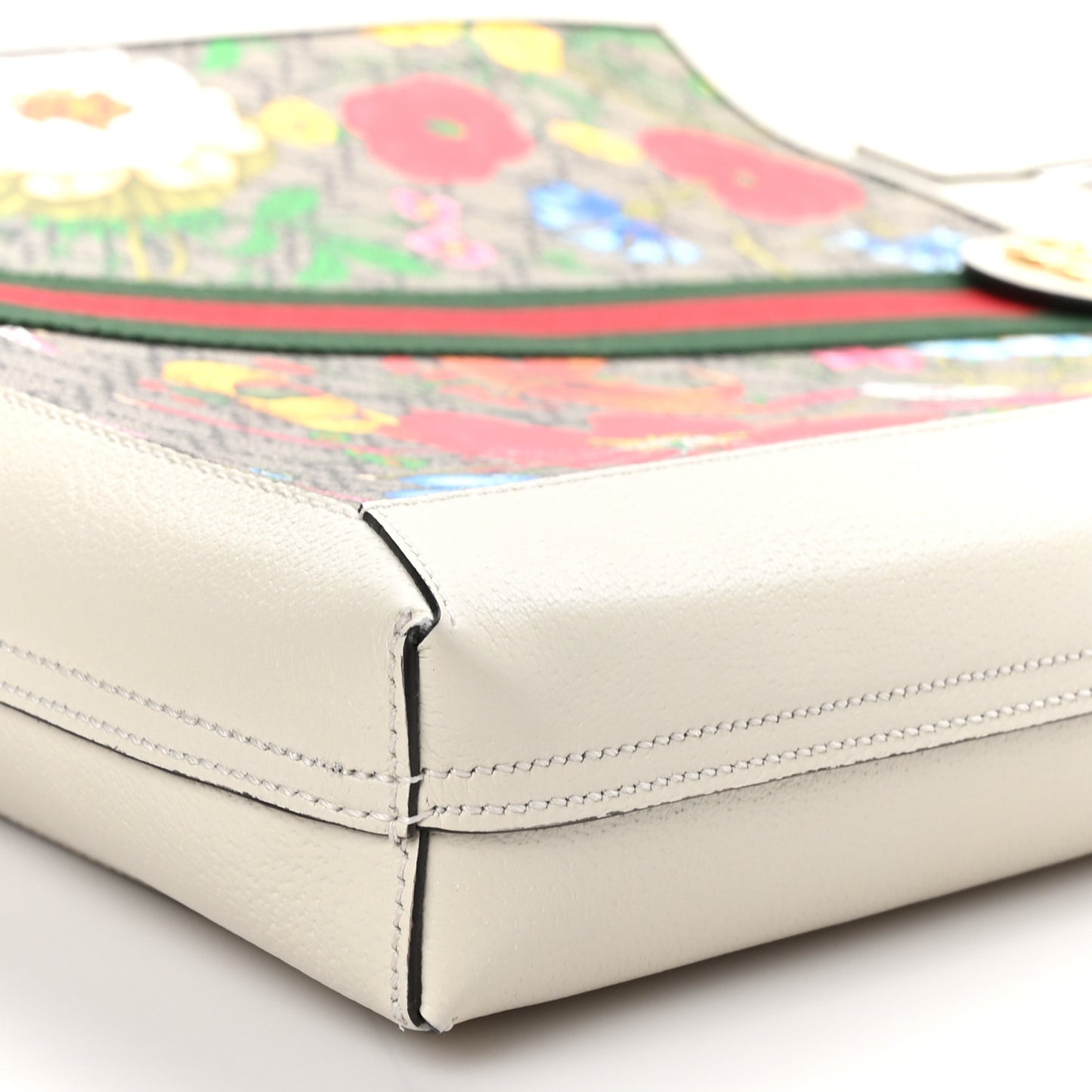 GG Supreme Monogram Flora Web Ophidia Vertical Shopping Tote White