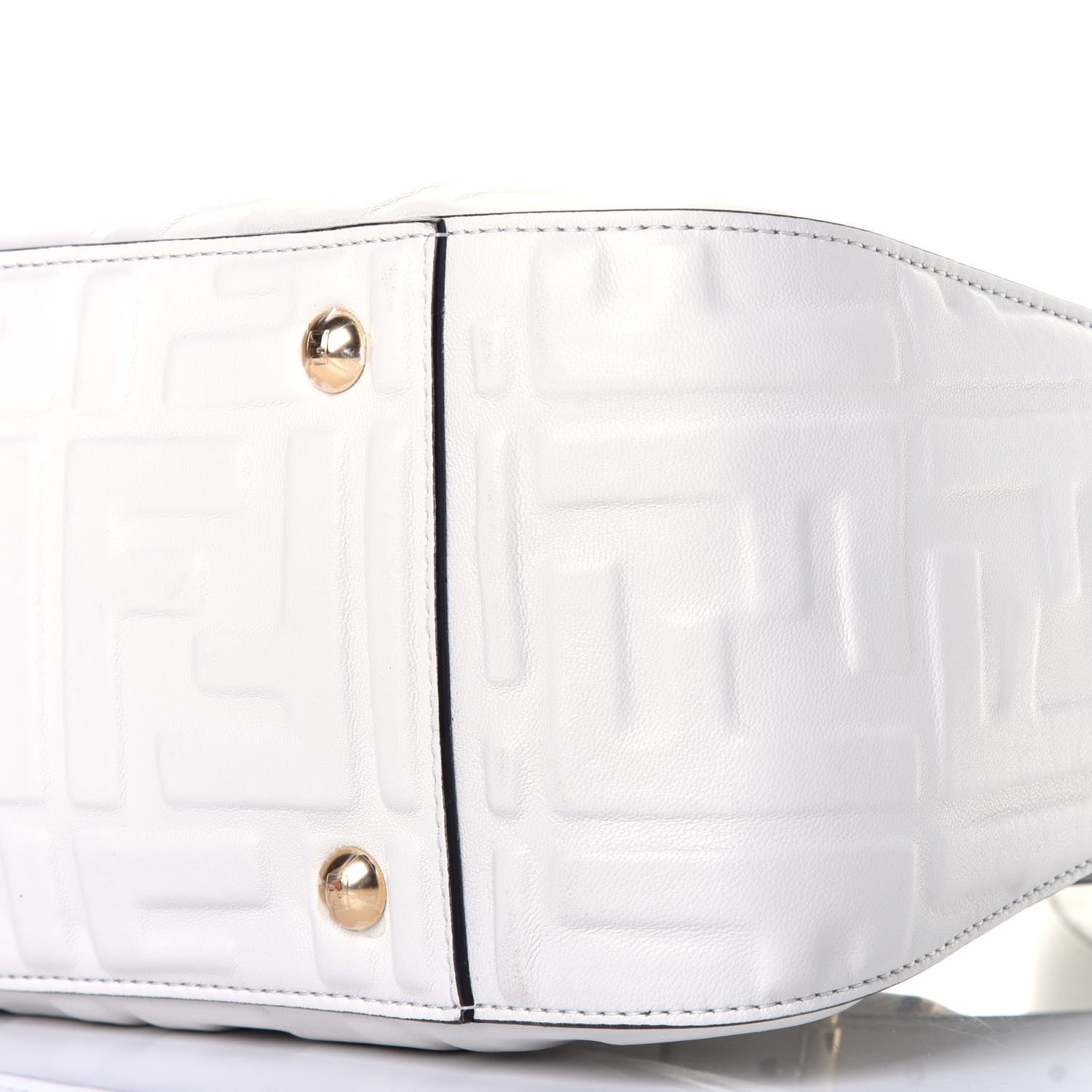 Fendi Nappa FF 1974 Embossed Small FF Tote White 9 of 10