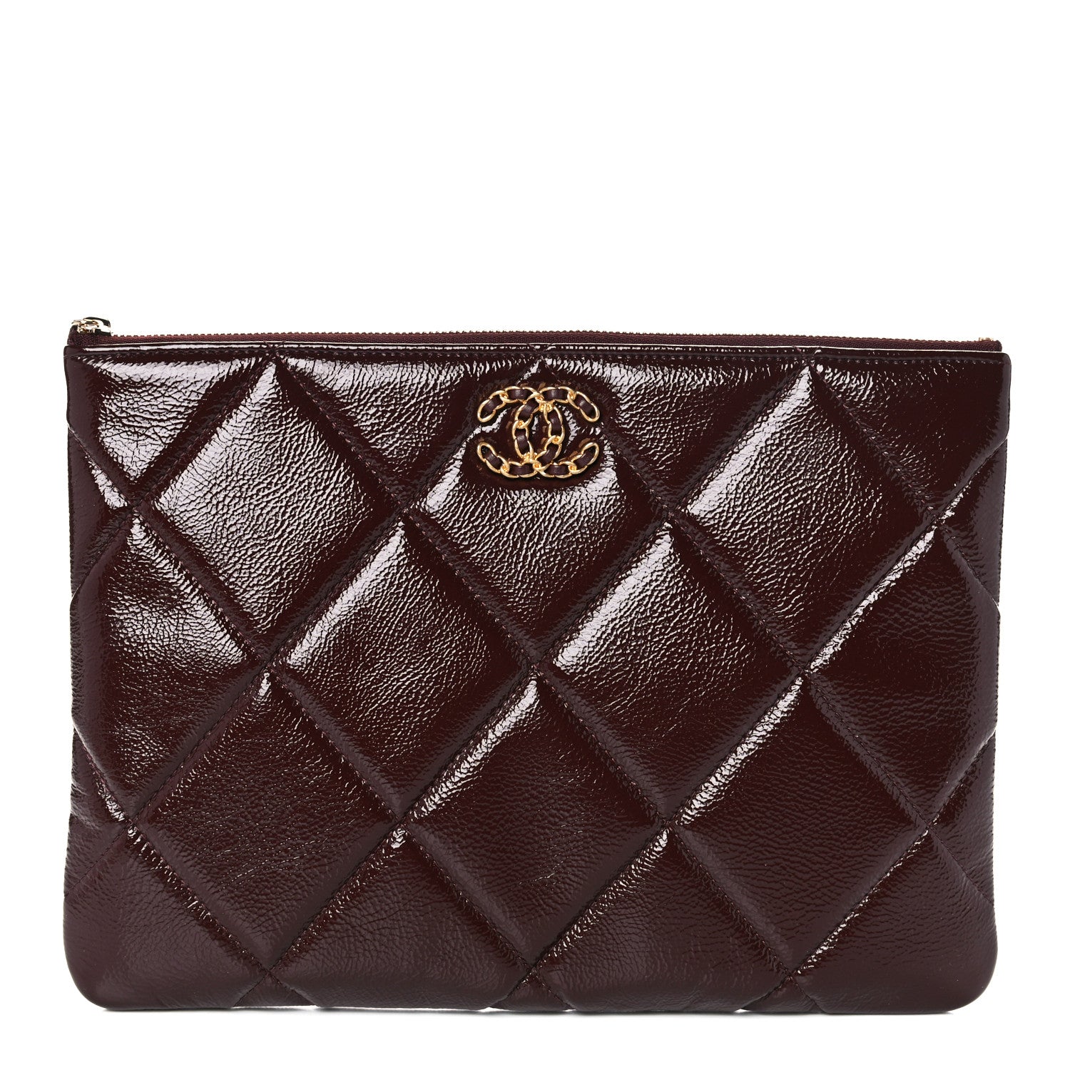 Chanel Shiny Crumpled Calfskin Large Chanel 19 Pouch Burgundy 1 of 11