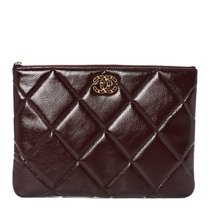 Chanel Shiny Crumpled Calfskin Large Chanel 19 Pouch Burgundy 1 of 11