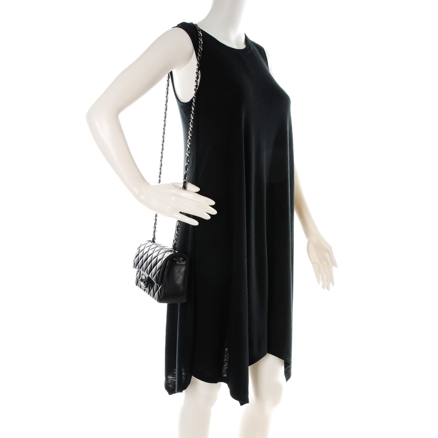 Lambskin Quilted Mini Rectangular Flap Black