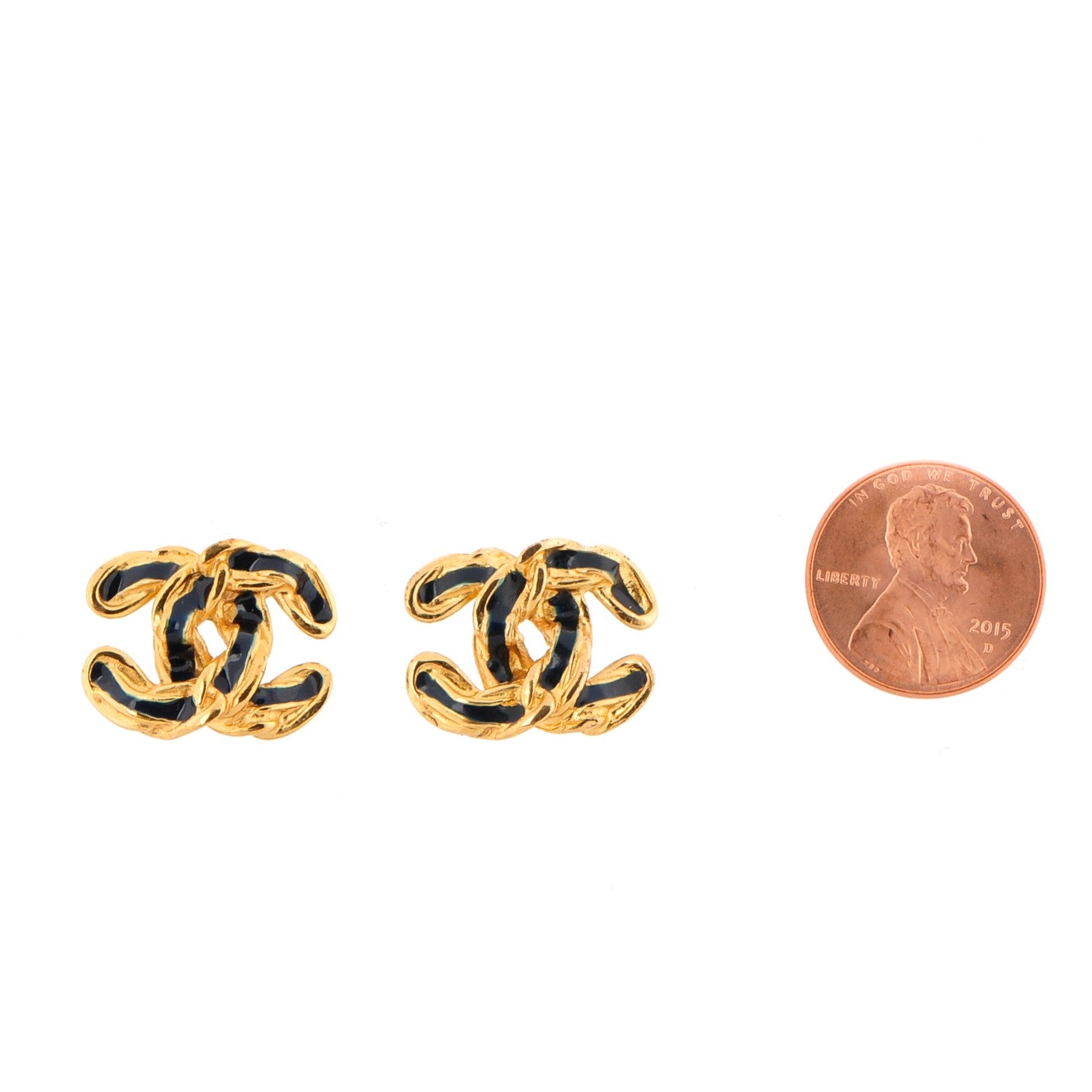 Chanel Enamel Chain CC Earrings Gold Green 2 of 4