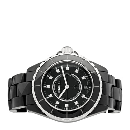 Chanel Stainless Steel Ceramic Diamond 38mm J12 Quartz Watch Black 2 of 4