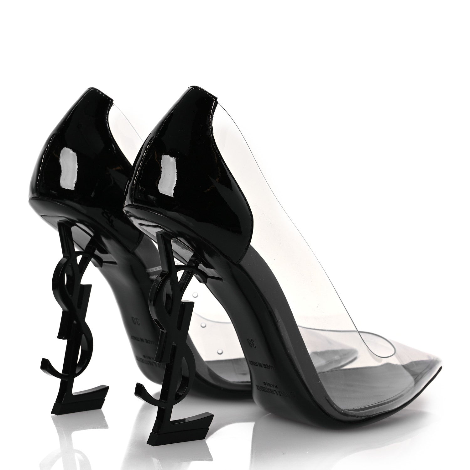 Saint Laurent Patent Calfskin PVC Opyum 110 Pump 38 Black Transparent 5 of 13