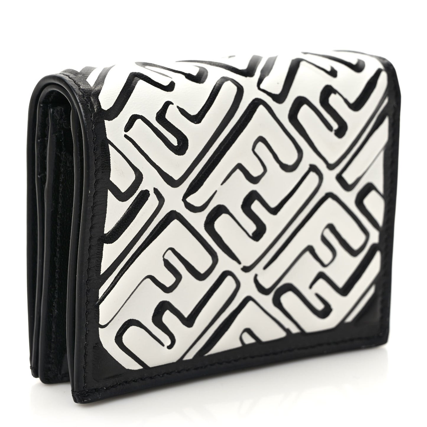 X JOSHUA VIDES Nappa FF Embossed Baguette Wallet White Black