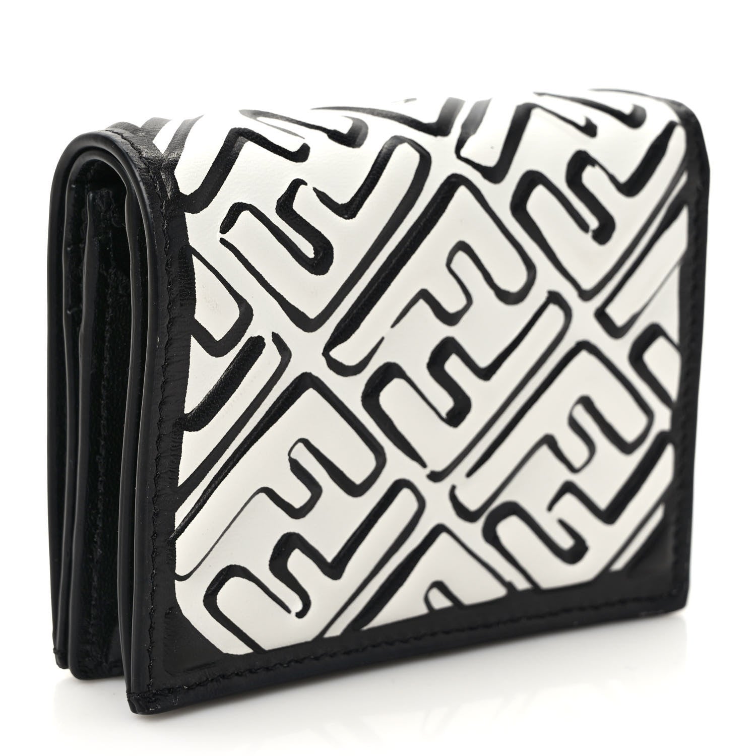 Fendi X JOSHUA VIDES Nappa FF Embossed Baguette Wallet White Black 3 of 7