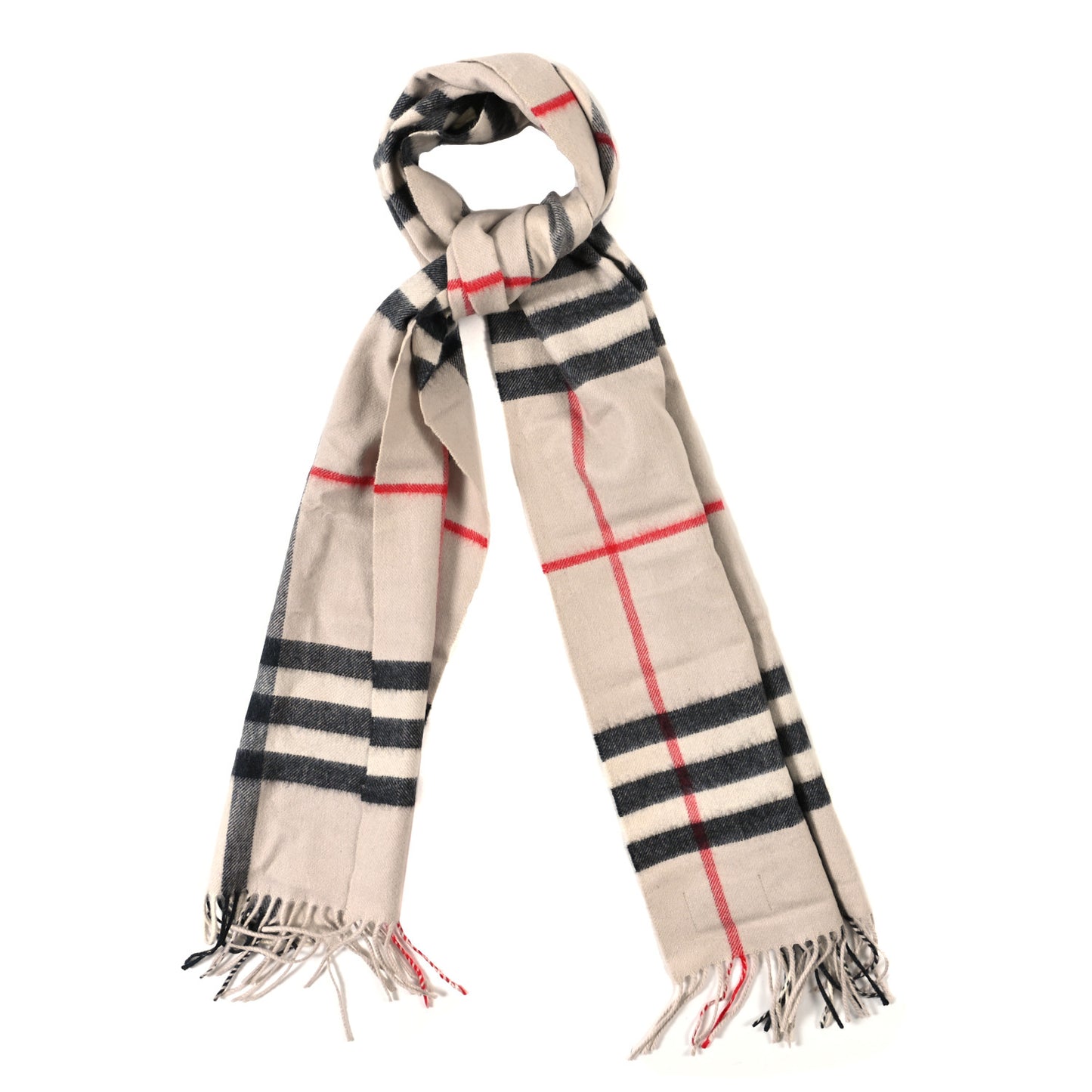 Cashmere House Check Fringe Scarf Camel