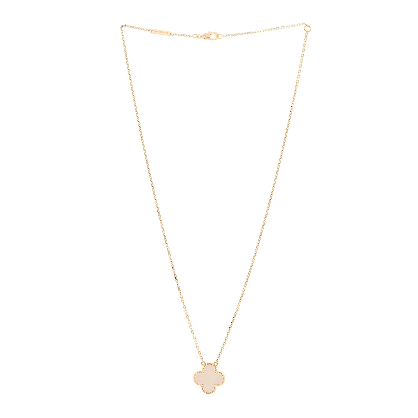 18K Yellow Gold Mother of Pearl Vintage Alhambra Pendant Necklace