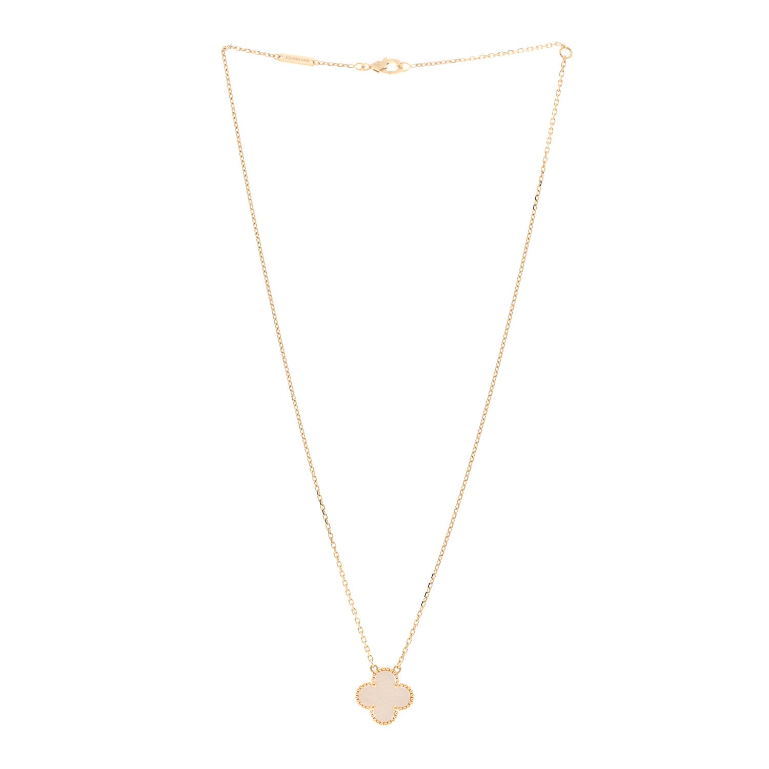 Van Cleef & Arpels 18K Yellow Gold Mother of Pearl Vintage Alhambra Pendant Necklace 3 of 5