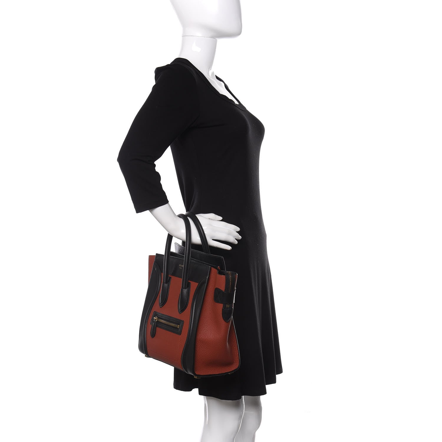Celine Drummed Calfskin Bi-Color Micro Luggage 2 of 10