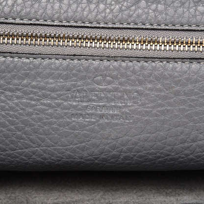 Valentino Garavani Pebbled Calfskin Large Rockstud Flip-Lock Messenger Bag Grey 5 of 14