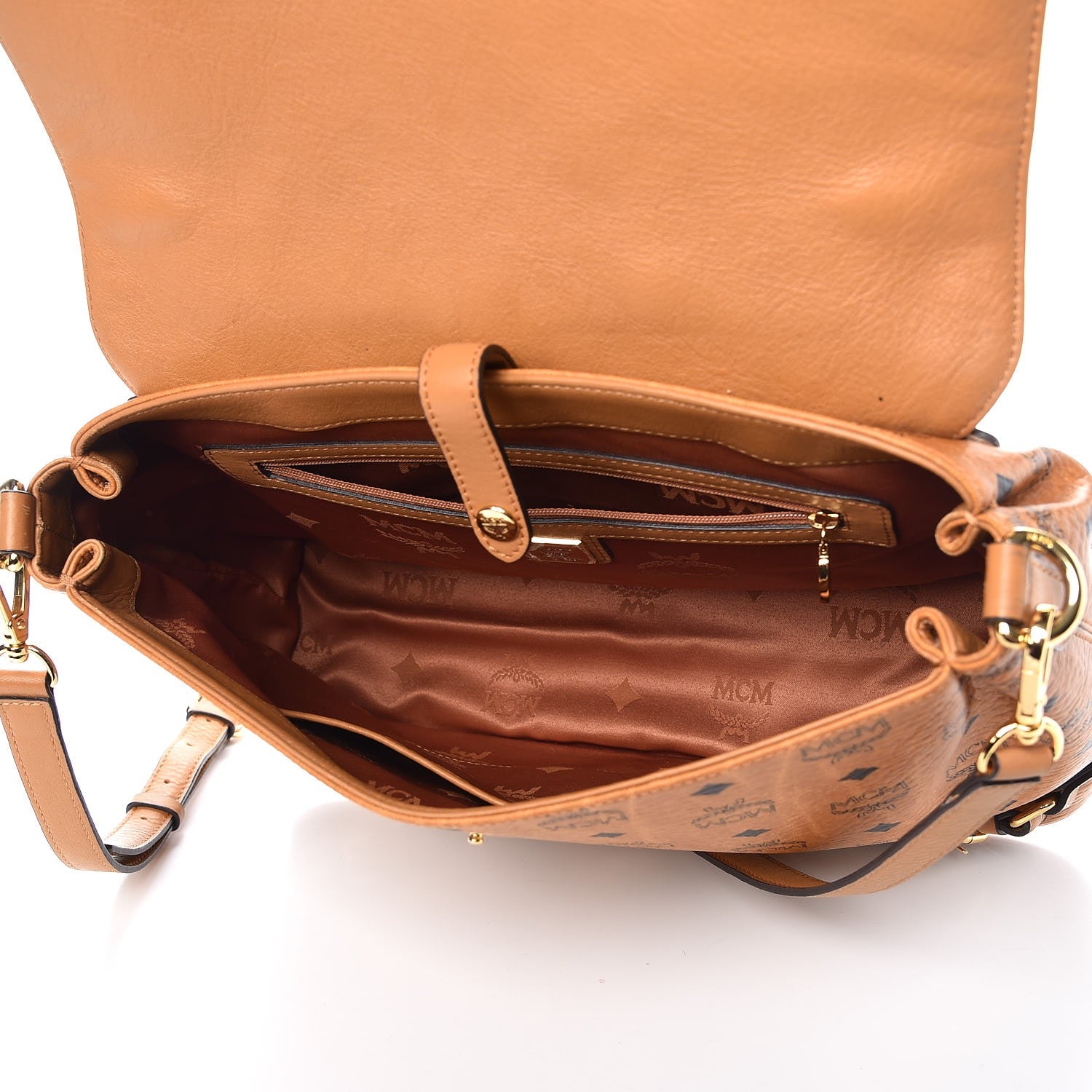 MCM Visetos Top Handle Satchel Cognac 6 of 12