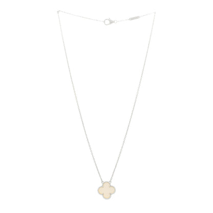 Van Cleef & Arpels 18K White Gold Mother Of Pearl Vintage Alhambra Pendant Necklace 3 of 5
