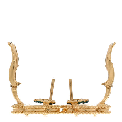 Van Cleef & Arpels 18K Yellow Gold Turquoise Vintage Alhambra Earrings 3 of 4