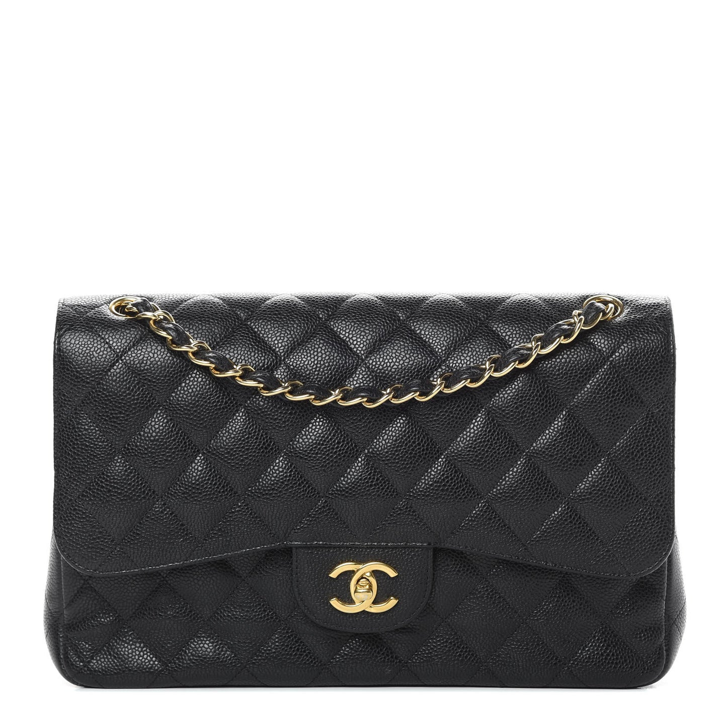 Caviar Quilted Jumbo Double Flap Black