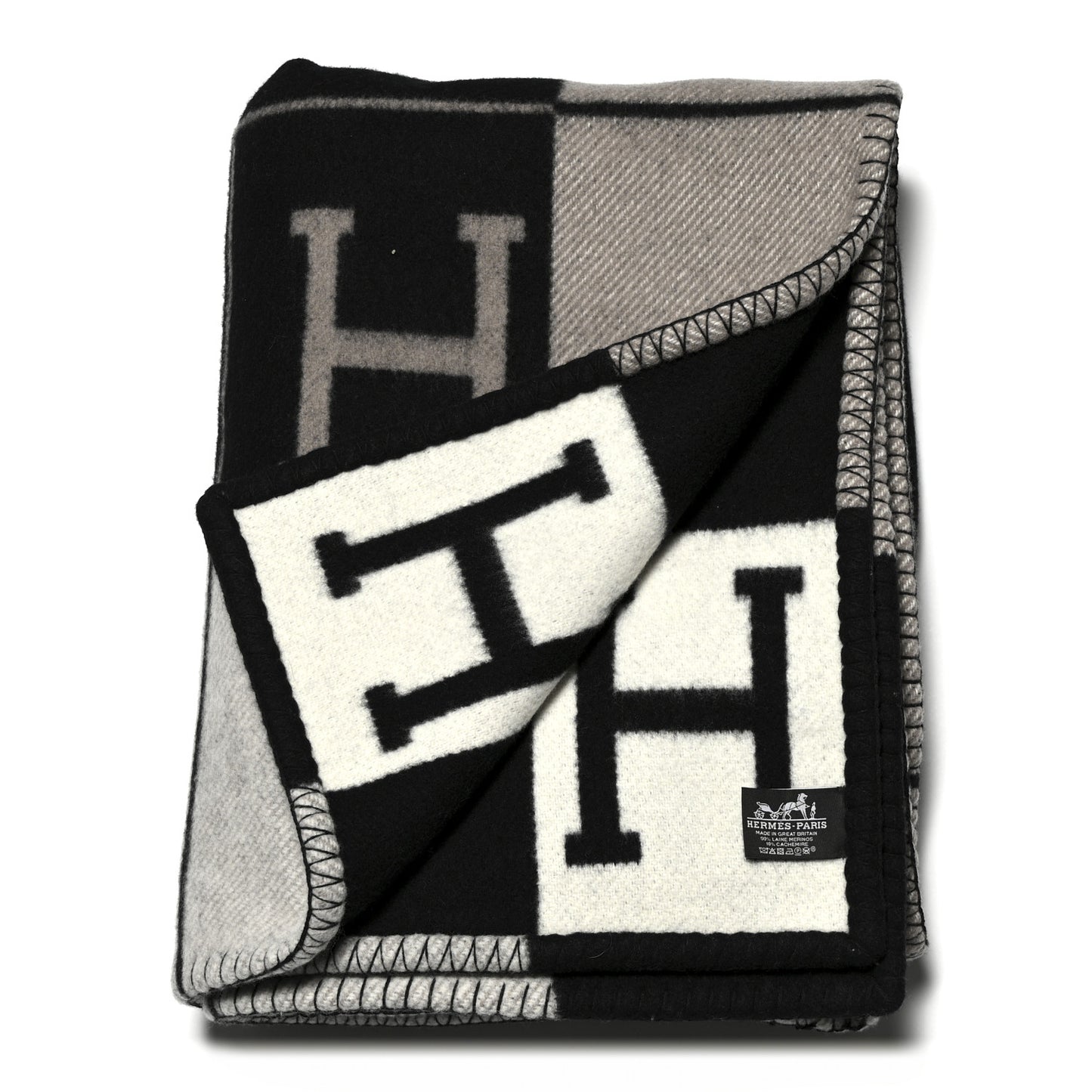Wool Cashmere Avalon III Blanket Ecru Black