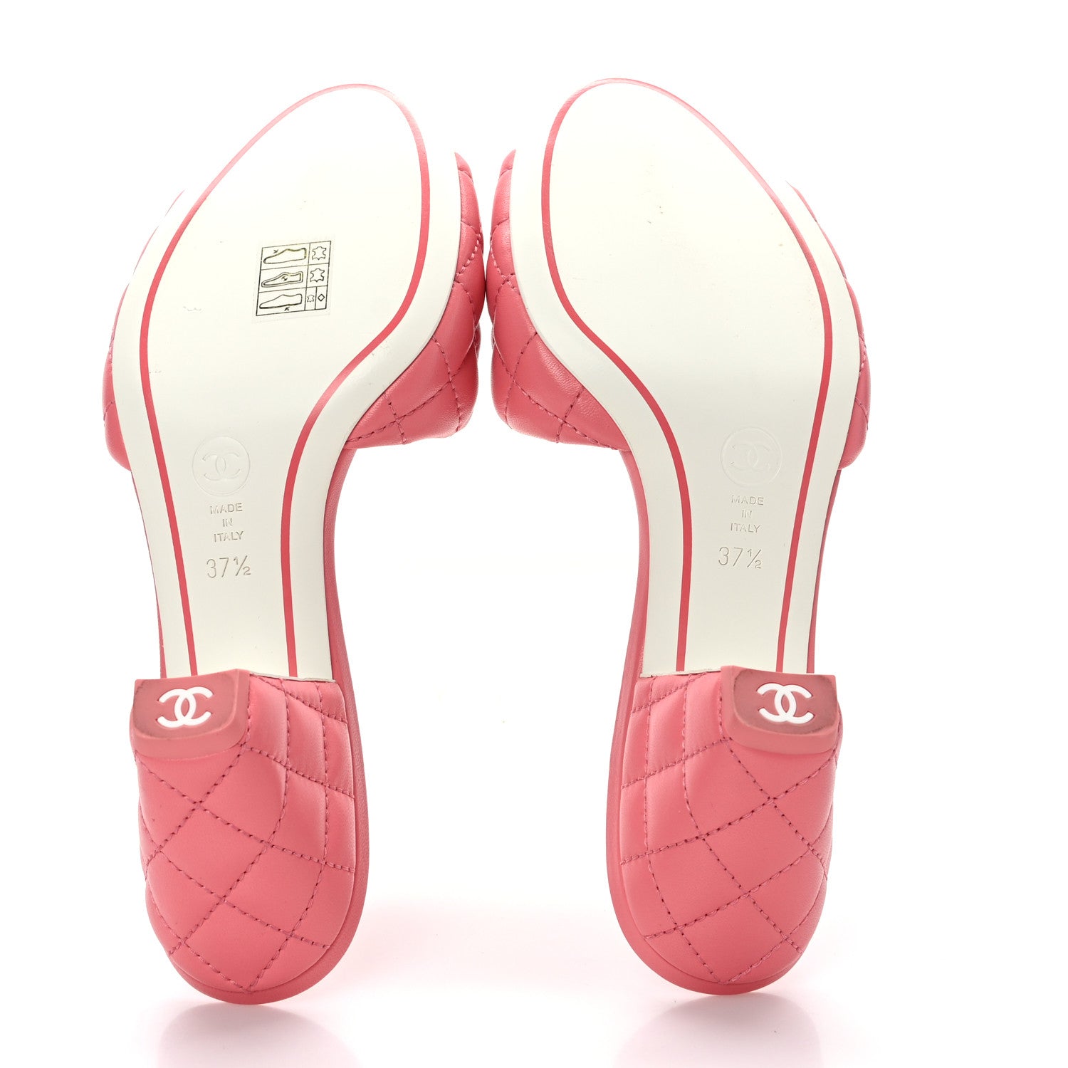 Chanel Lambskin Quilted Textured CC Mules 37.5 Pink 5 of 8