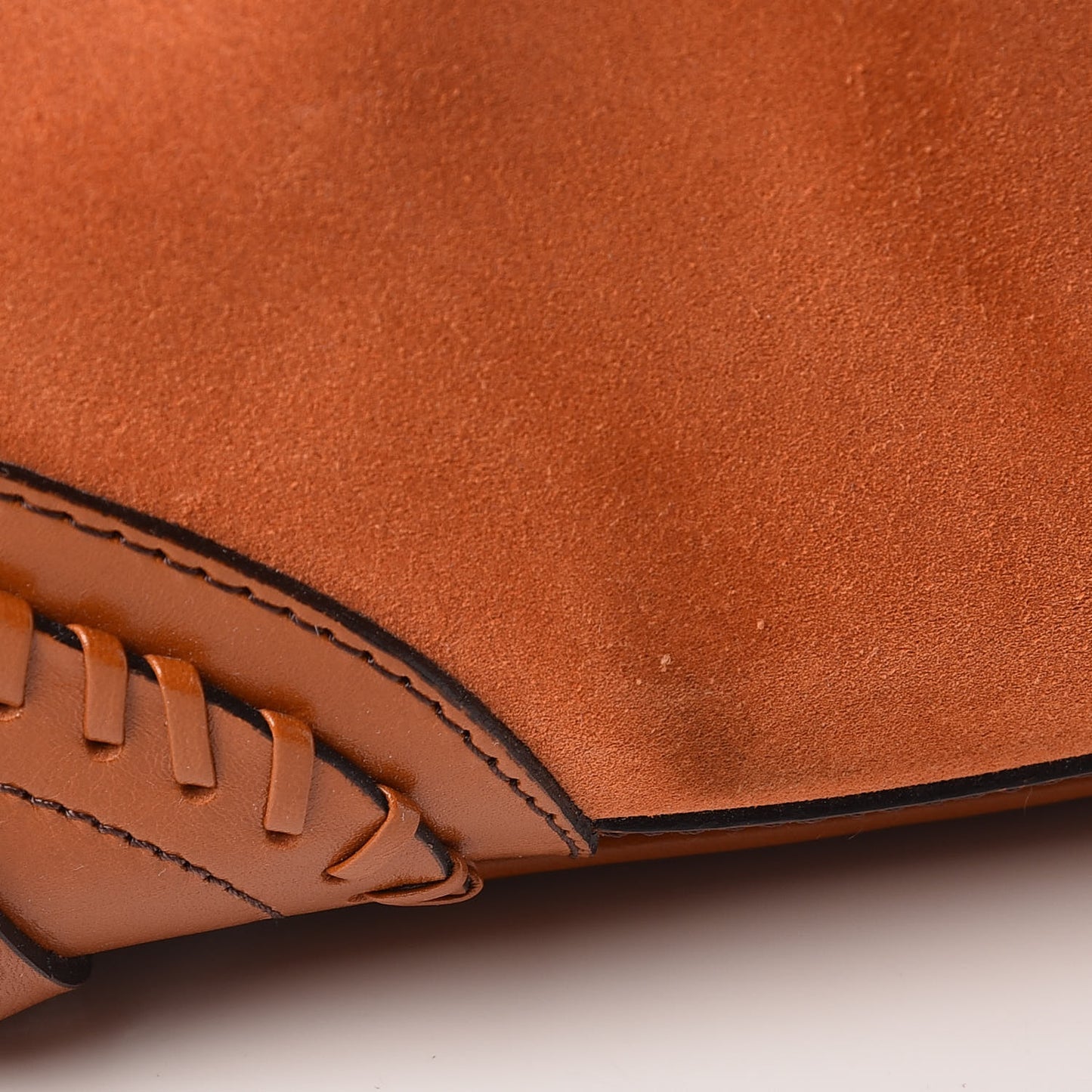 Suede Calfskin Large Whipstitch Tote Brown