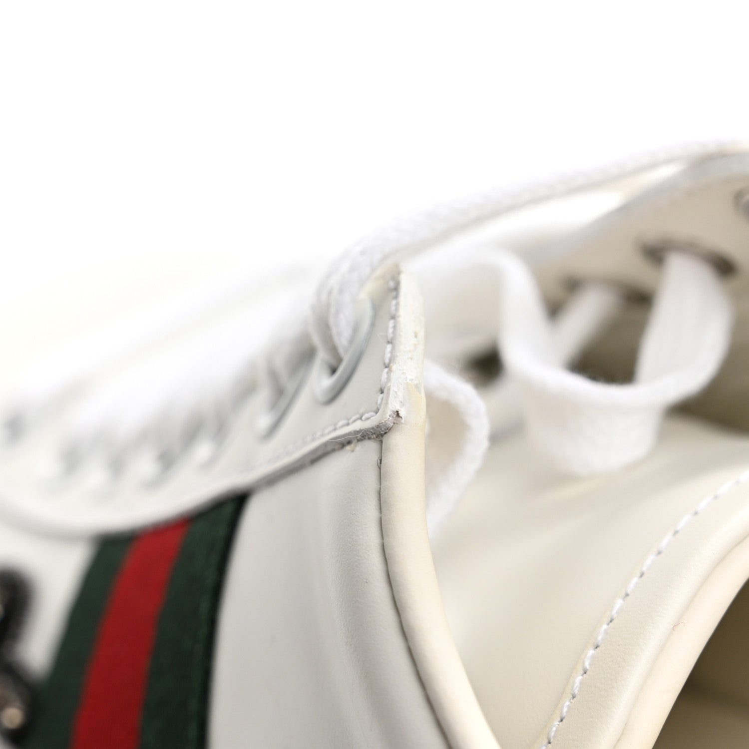Gucci Calfskin Web Studded Womens Arrow Ace Sneakers 37 White 10 of 11