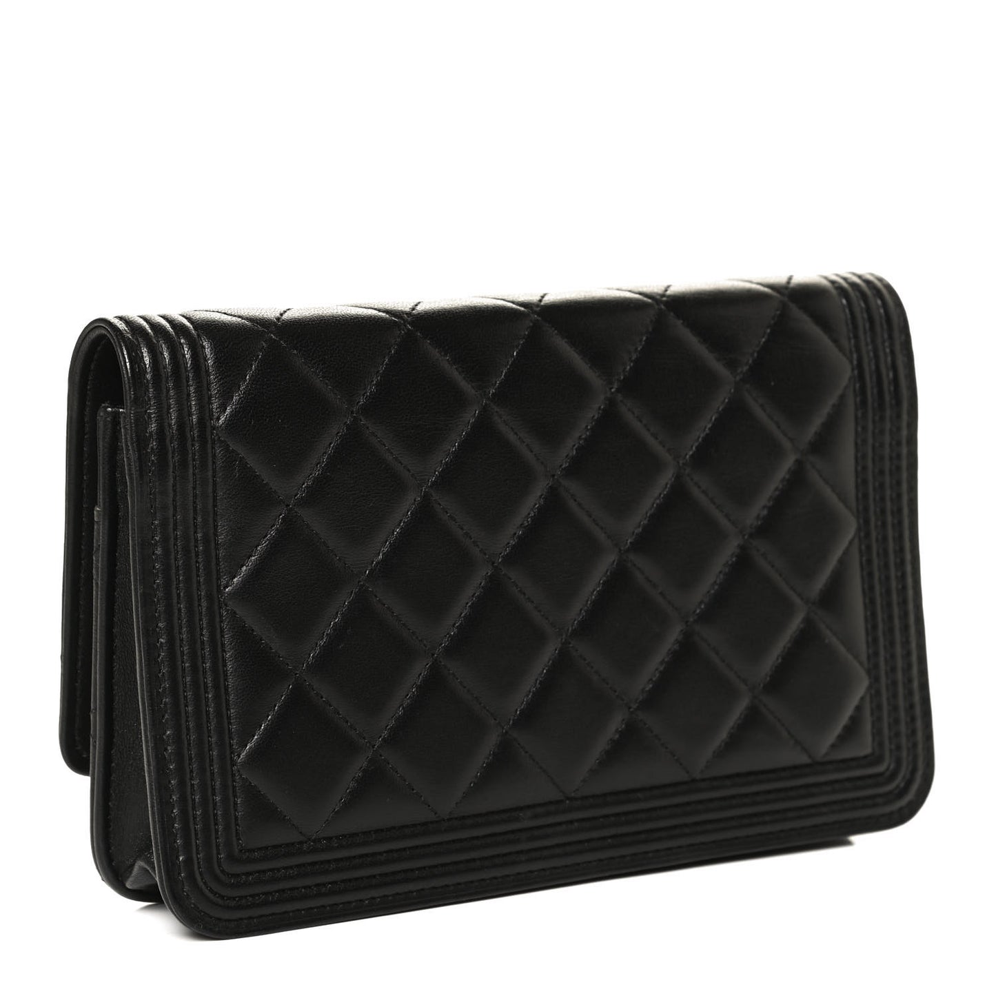 Lambskin Quilted Boy Wallet On Chain WOC Black