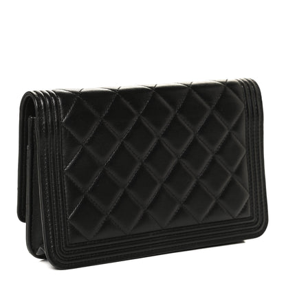 Chanel Lambskin Quilted Boy Wallet On Chain WOC Black 3 of 11