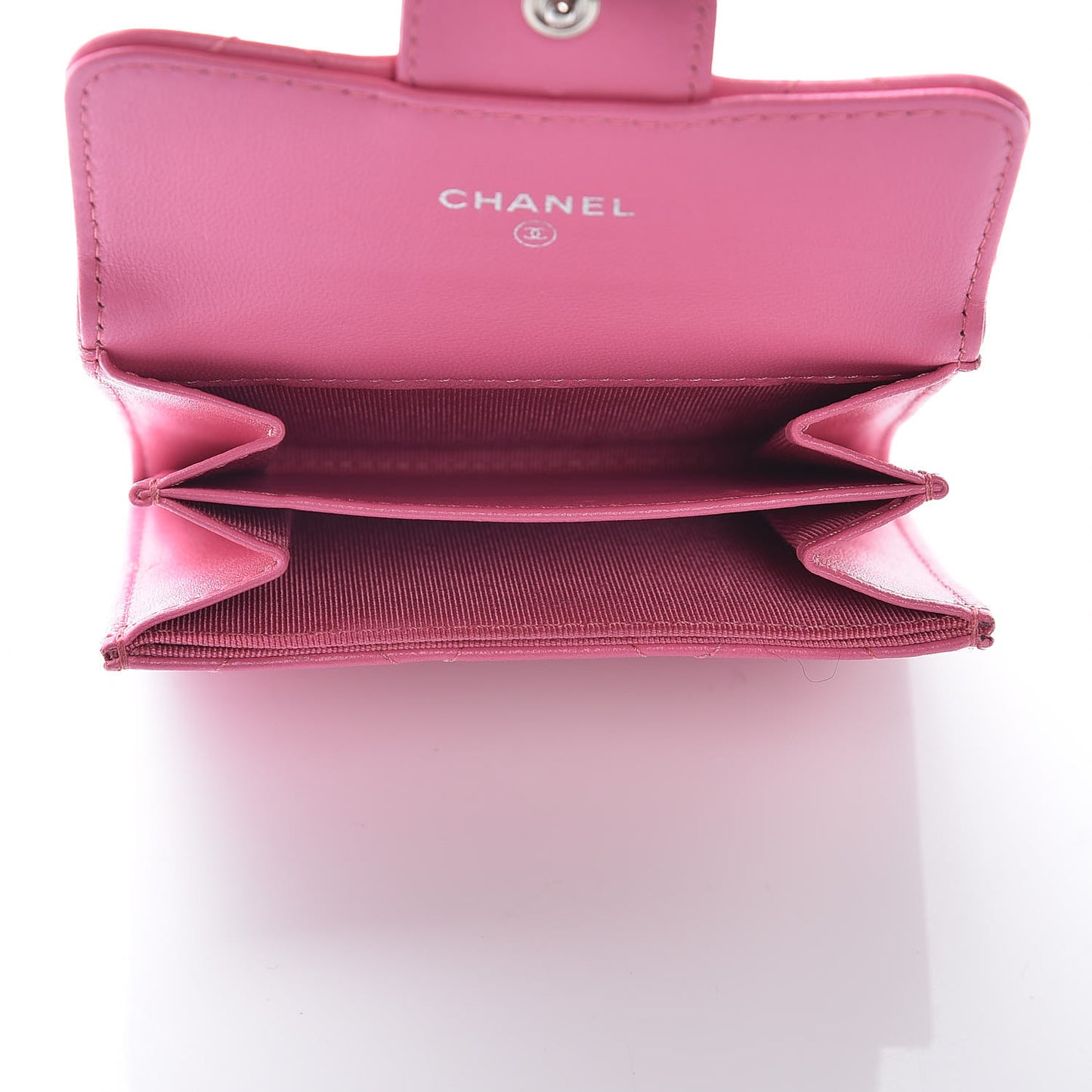 Lambskin Quilted CC Card Holder Pink