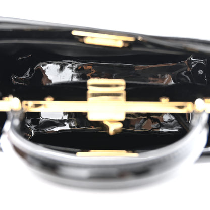 Fendi Vitello Vernice Mou Mini Peekaboo Iconic Satchel Black 5 of 10