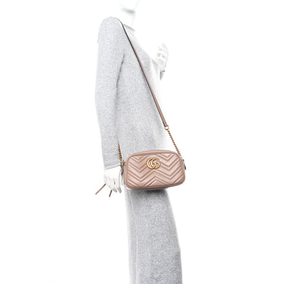 Gucci Calfskin Matelasse Small GG Marmont Chain Shoulder Bag Porcelain Rose 3 of 10