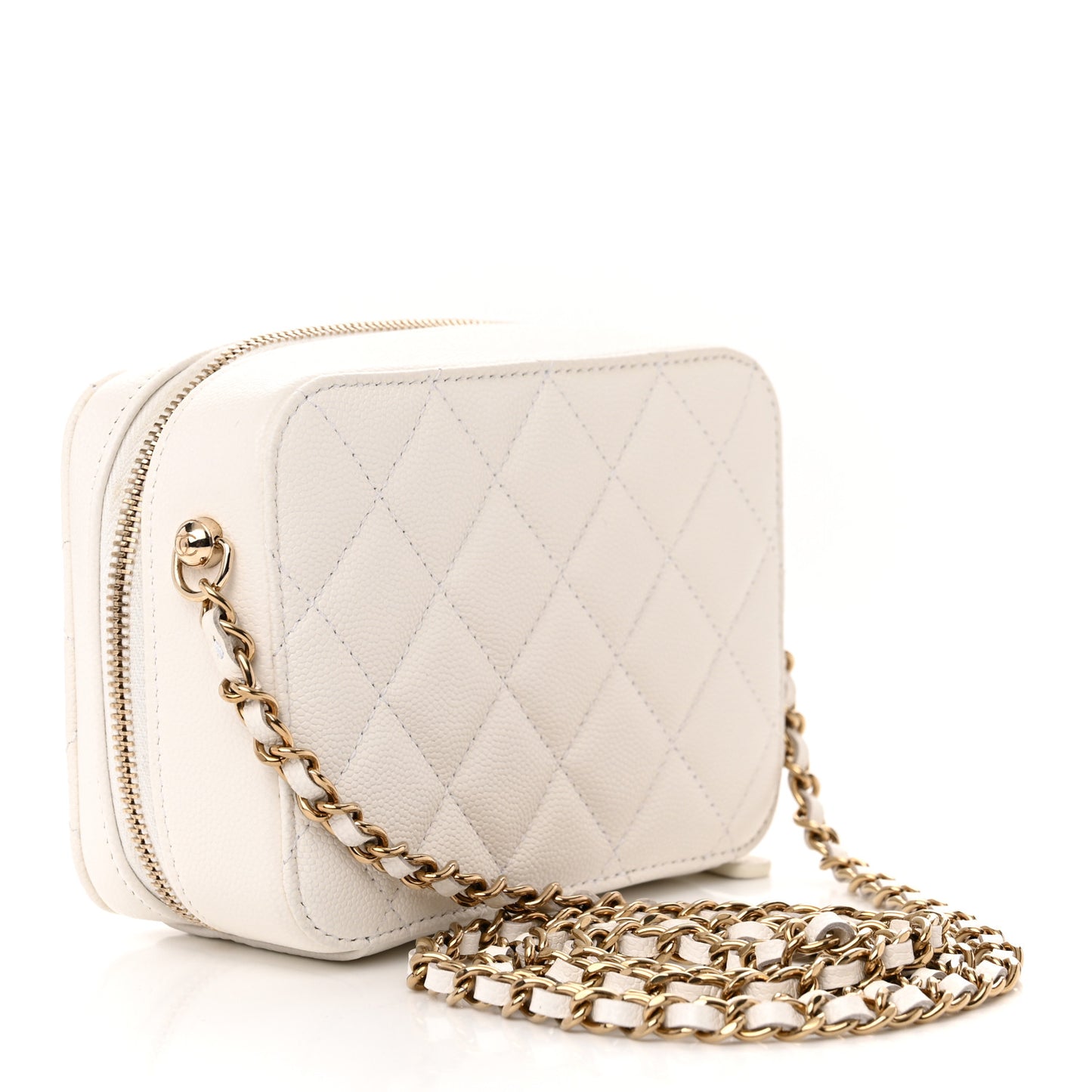 Caviar Quilted Camera Bag White