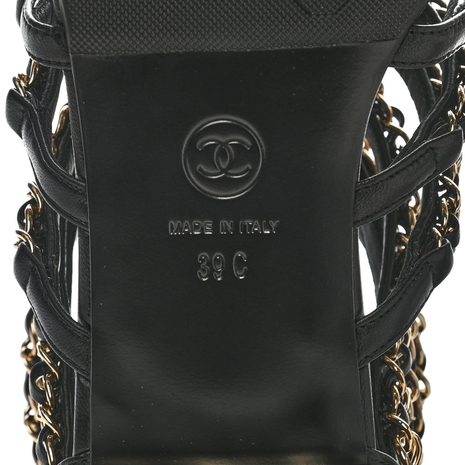 Chanel Lambskin CC Chain Sandals 39 Black 6 of 7