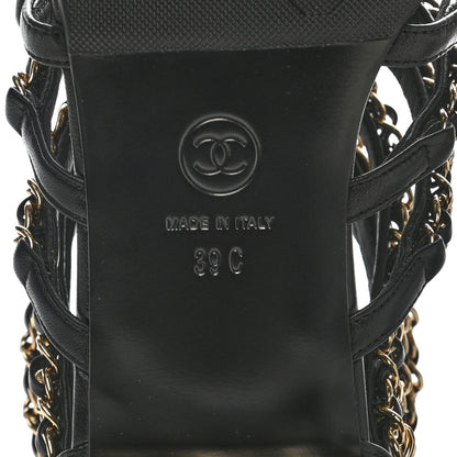 Chanel Lambskin CC Chain Sandals 39 Black 6 of 7