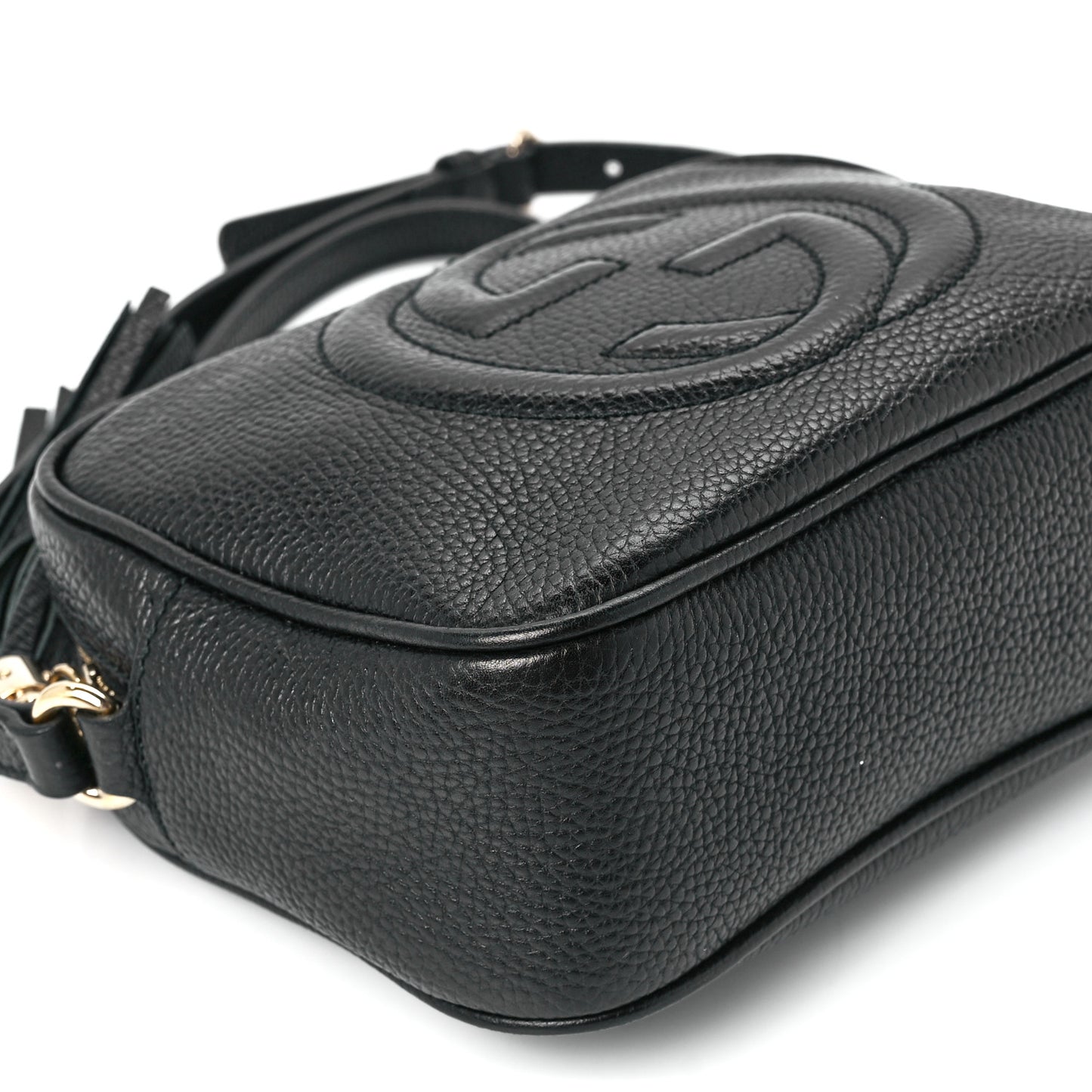 Pebbled Calfskin Small Soho Disco Bag Black
