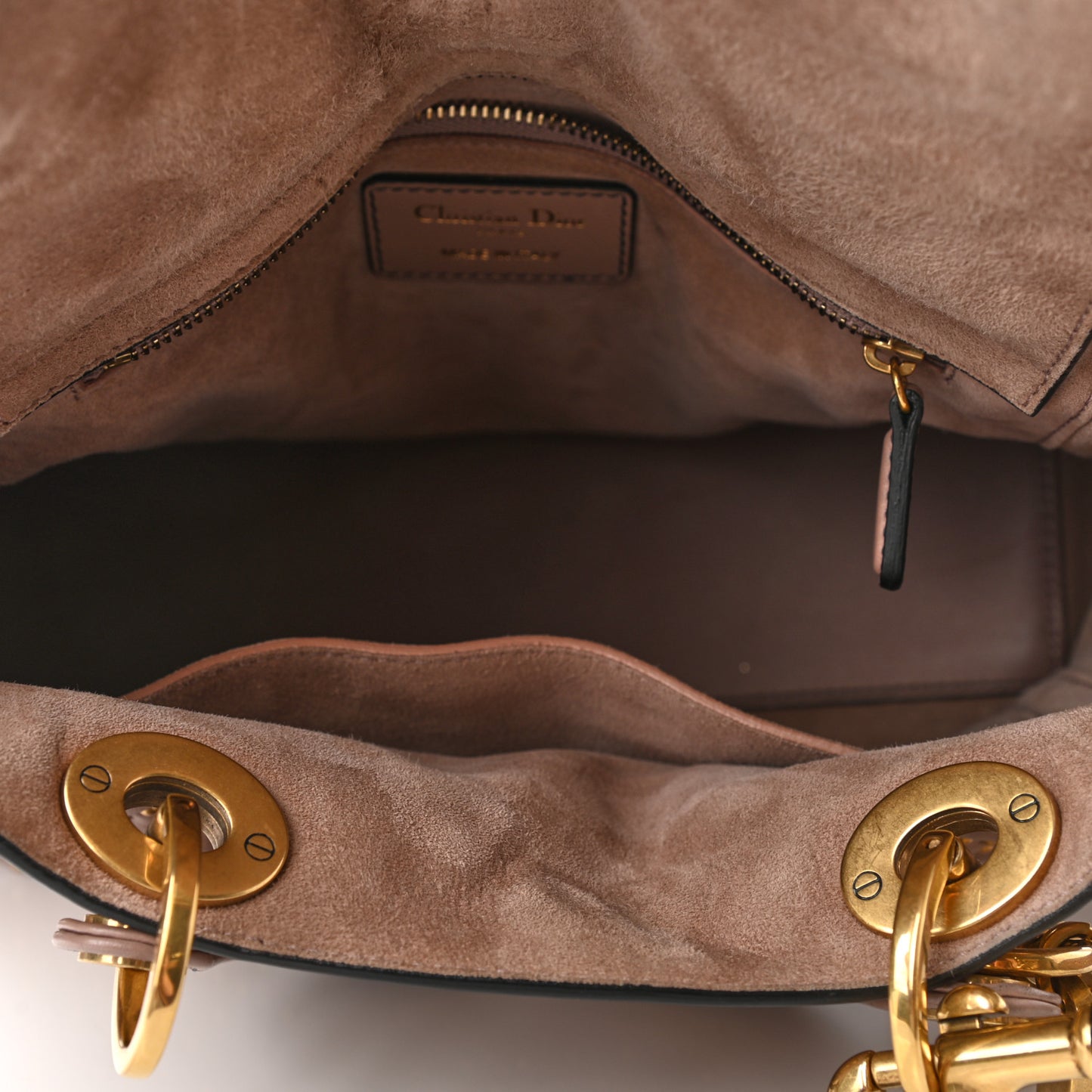 Calfskin Cannage Studded Medium Supple Lady Dior Light Pink