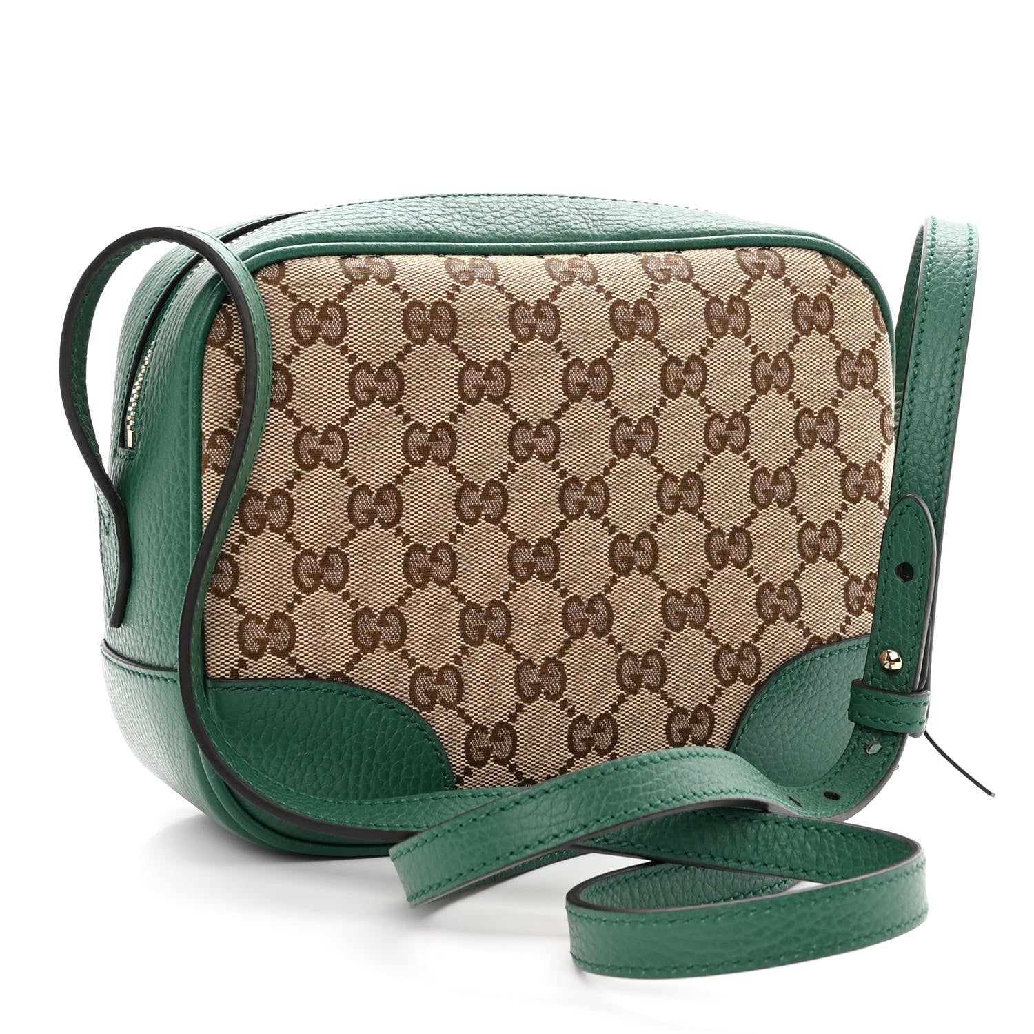 Gucci Monogram Dollar Calfskin Mini Bree Messenger Bag Beige Ebony Emerald 3 of 10