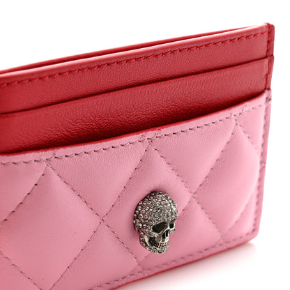 Alexander McQueen Lambskin Quilted Skull Card Holder Pastel Pink 8 of 9