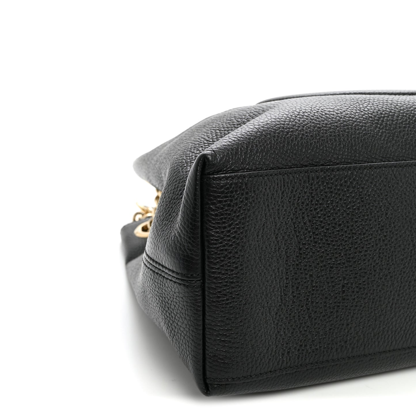 Pebbled Calfskin Medium Soho Chain Shoulder Bag Black