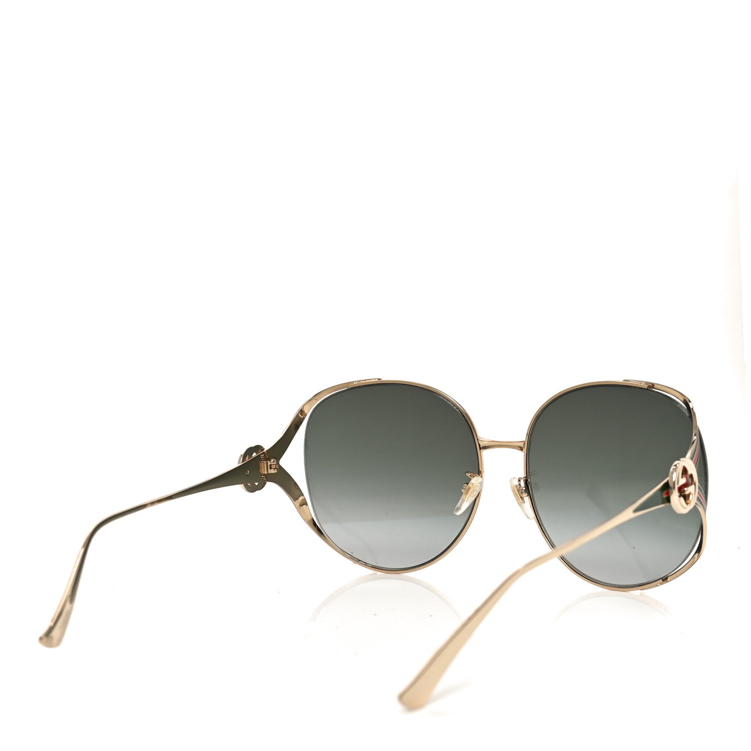 Gucci Metal Oversized Round Frame GG0225S Sunglasses Gold 4 of 7