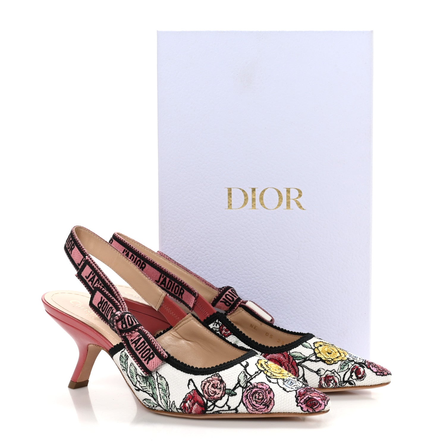 Christian Dior Canvas Embroidered Florilegio J'Adior Slingback 65mm Pumps 38 White Multicolor 10 of 10