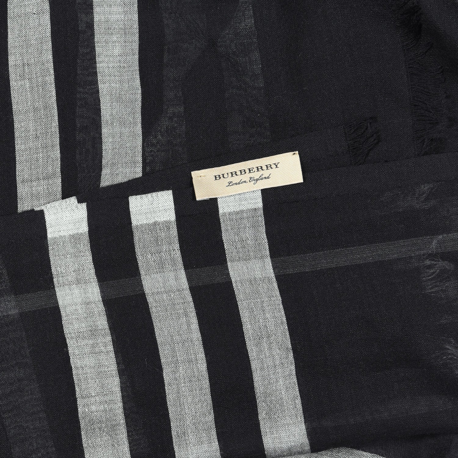 Burberry Silk Wool Check Lightweight Scarf Black 4 of 5