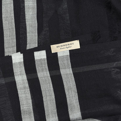 Burberry Silk Wool Check Lightweight Scarf Black 4 of 5